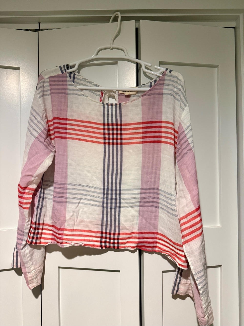 Women’s Cloth & Stone Cropped Plaid Blouse